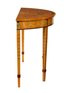 Satinwood Hand Painted Demi Lune Table in the Adams Style — thumbnail 7