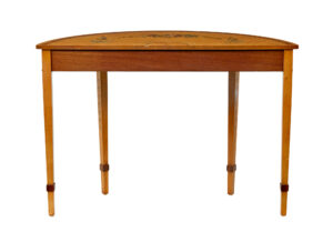 Satinwood Hand Painted Demi Lune Table in the Adams Style — thumbnail 6