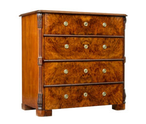 SWEDISH 19TH CENTURY BURR WALNUT CHEST OF DRAWERS