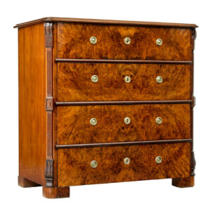 SWEDISH 19TH CENTURY BURR WALNUT CHEST OF DRAWERS