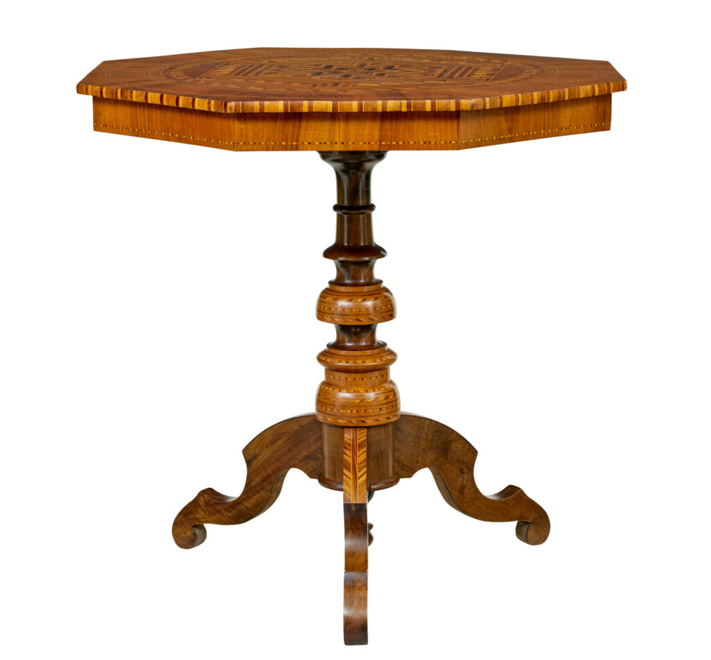 19th Century Italian Inlaid Walnut Sorrento Table
