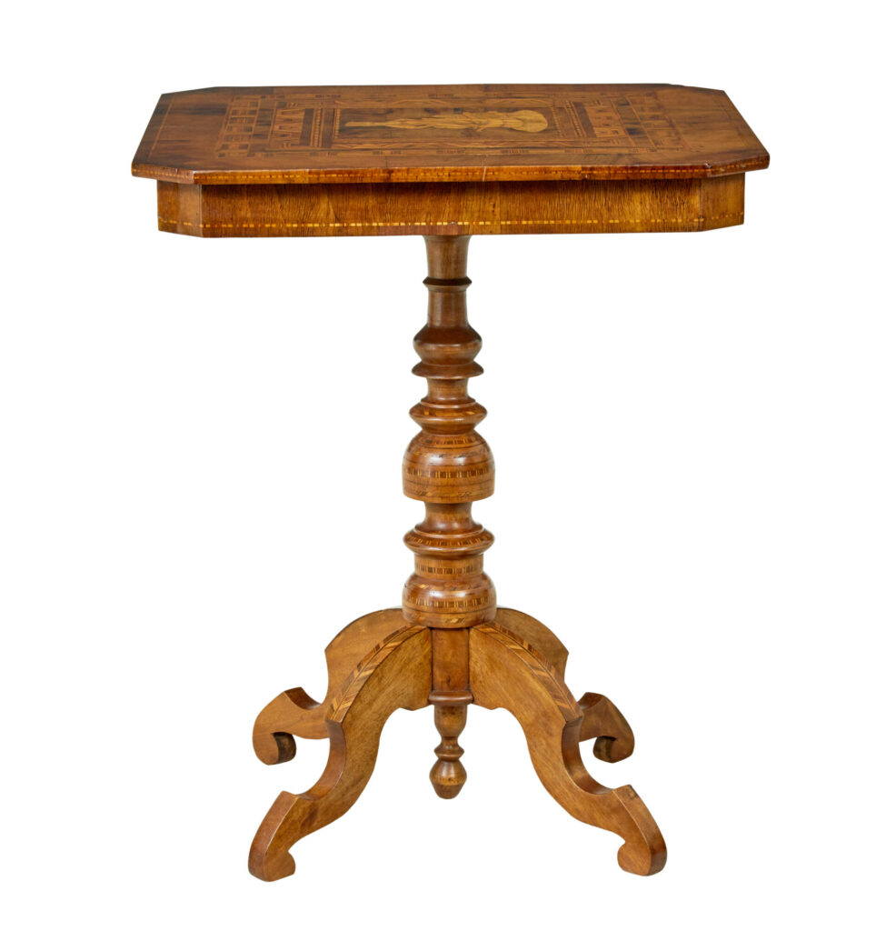 19th Century Italian Inlaid Walnut Sorrento Table