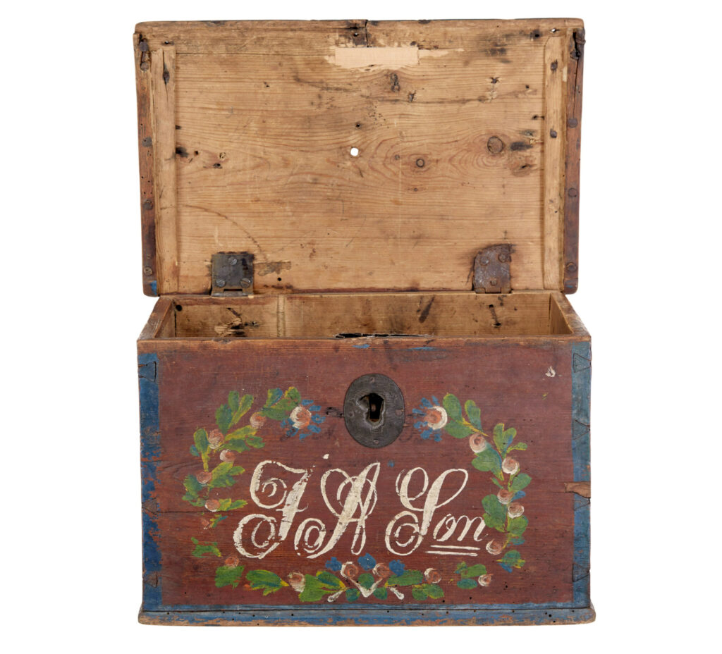 Scandinavian Hand Painted Folk Art Pine Box — image 7