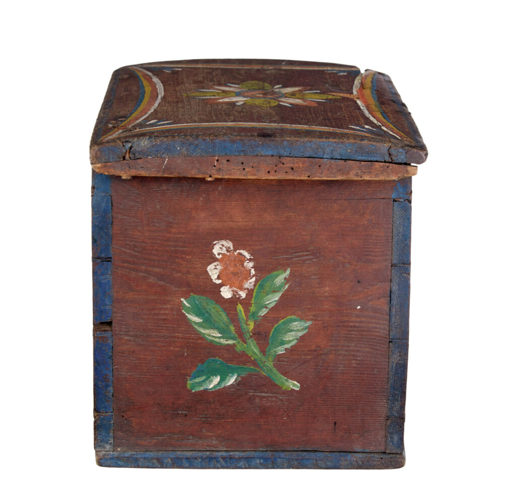 Scandinavian Hand Painted Folk Art Pine Box — image 4
