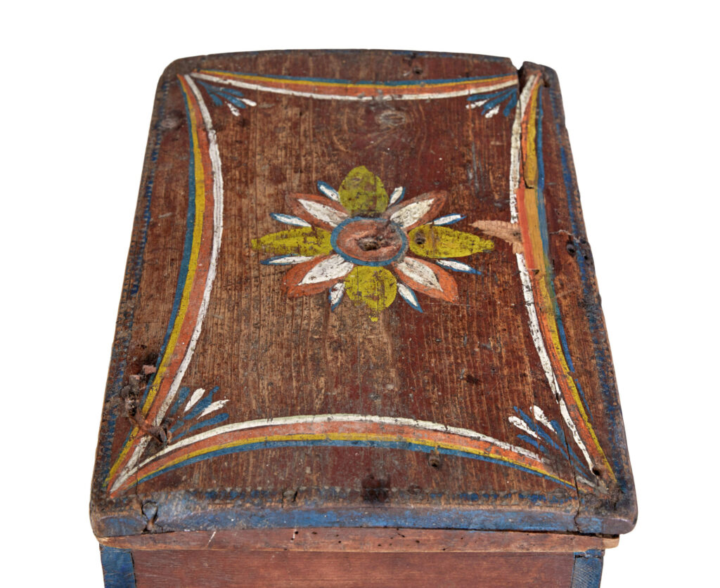 Scandinavian Hand Painted Folk Art Pine Box — image 3