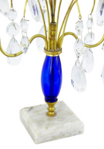 Pair of Mid Century Brass and Cut Glass Decorative Candlesticks — thumbnail 4