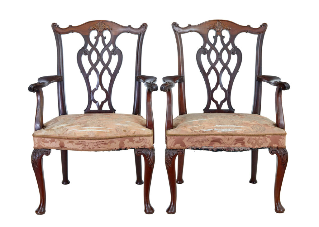 20th Century Chippendale Revival Armchairs by Nordiska Kompaniet