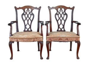 20TH CENTURY CHIPPENDALE REVIVAL ARMCHAIRS BY NORDISKA KOMPANIET