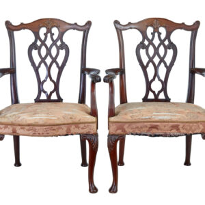20TH CENTURY CHIPPENDALE REVIVAL ARMCHAIRS BY NORDISKA KOMPANIET