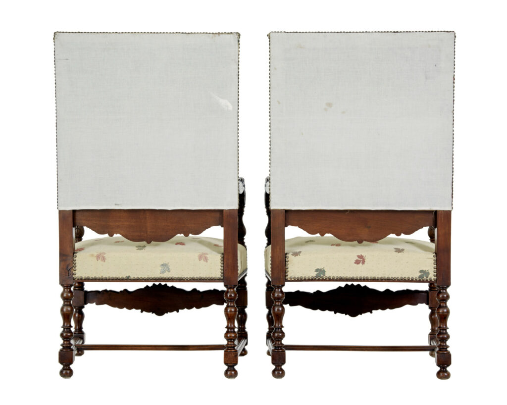 Pair of 19th Century French Carved Walnut Armchairs — image 6