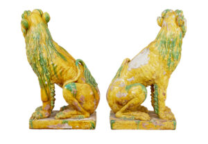Pair of Mid 20th Century Salt Glazed Decorative Dogs of Fo — thumbnail 9