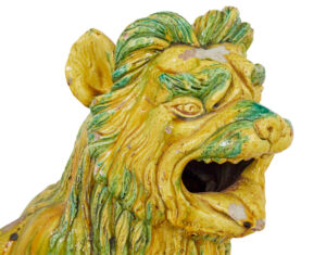 Pair of Mid 20th Century Salt Glazed Decorative Dogs of Fo — thumbnail 3