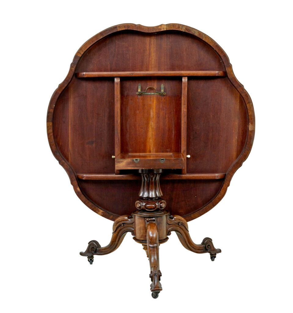 19th Century Carved Walnut Marquetry Center Table — image 11