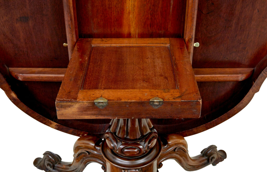 19th Century Carved Walnut Marquetry Center Table — image 10