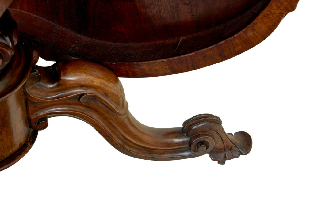 19th Century Carved Walnut Marquetry Center Table — image 9