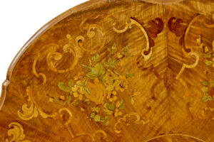 19th Century Carved Walnut Marquetry Center Table — thumbnail 7