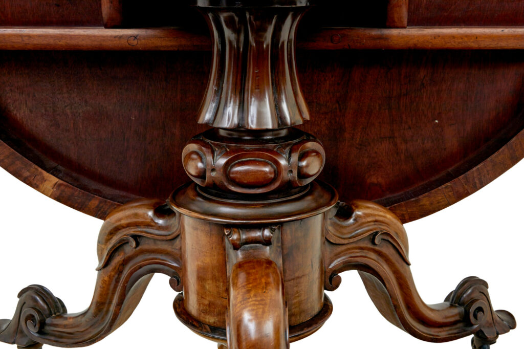 19th Century Carved Walnut Marquetry Center Table — image 4