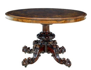 19th Century Walnut Victorian Marquetry Tilt Top Table — thumbnail 9