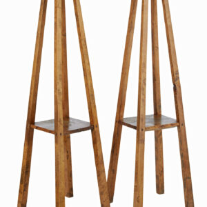 PAIR OF LATE 19TH CENTURY RUSTIC OAK PEDESTAL STANDS