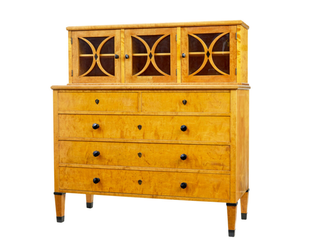 Late 19th Century Swedish Birch Art Nouveau Cabinet on Chest — image 1