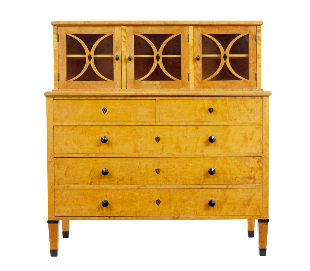 Late 19th Century Swedish Birch Art Nouveau Cabinet on Chest — image 10