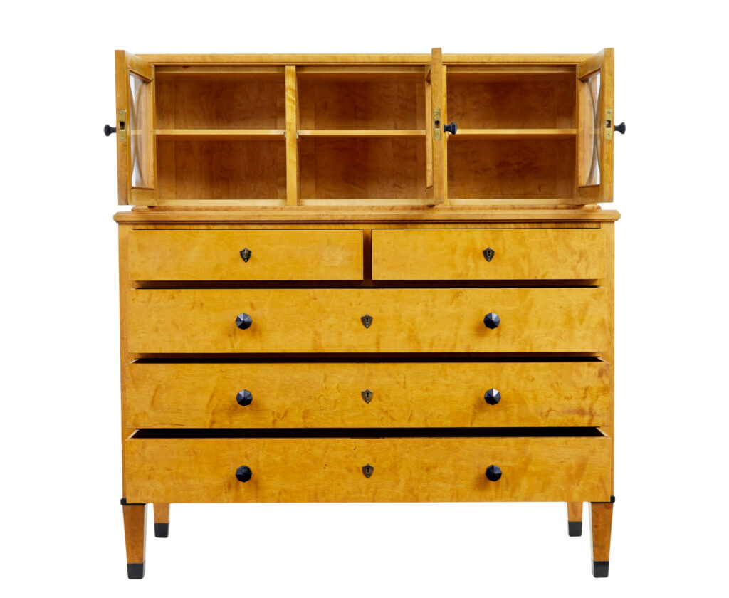 Late 19th Century Swedish Birch Art Nouveau Cabinet on Chest — image 9