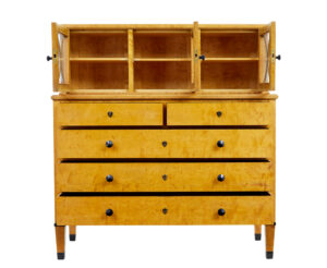 Late 19th Century Swedish Birch Art Nouveau Cabinet on Chest — thumbnail 9