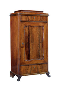 MID 19TH CENTURY SWEDISH FLAME MAHOGANY CUPBOARD