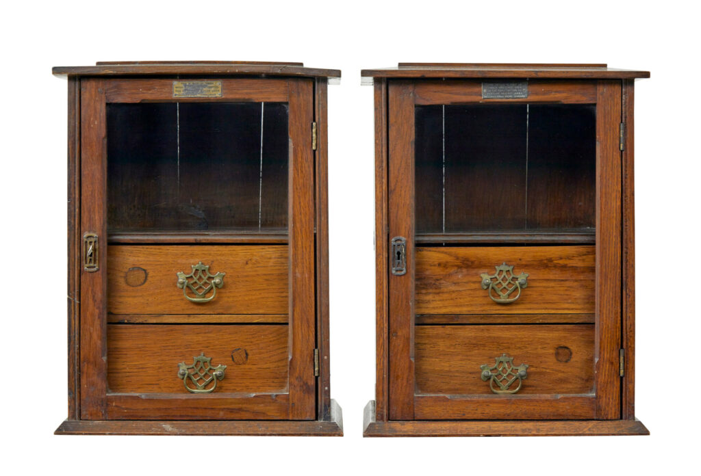 Pair of English Oak Small Cabinets Made from Hmy Osbourne