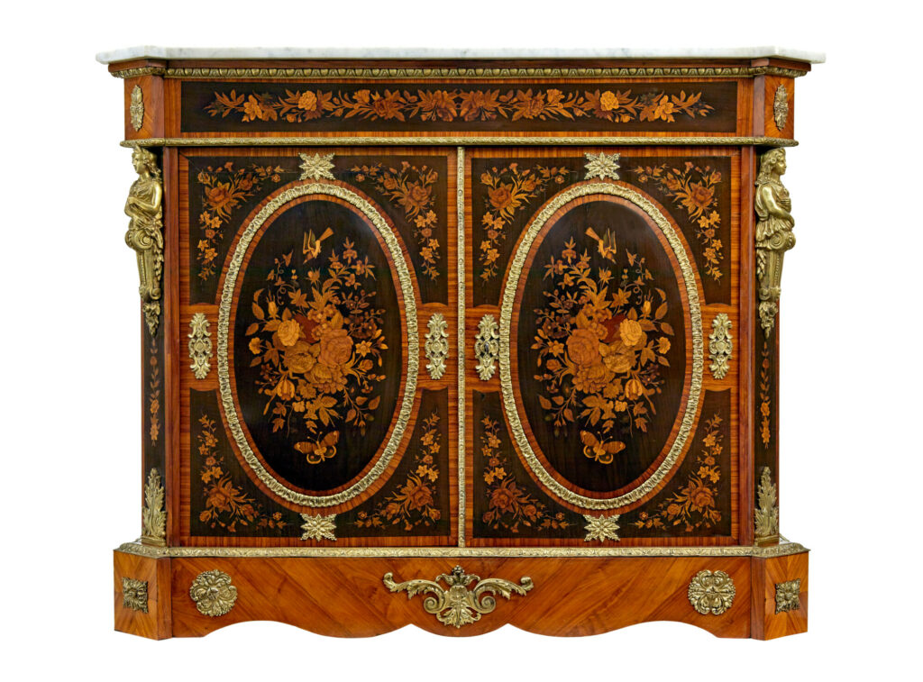 19th Century Louis Xvi Style Ormolu-Mounted Marquetry Meuble D'appui — image 6