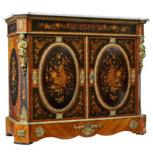 19TH CENTURY LOUIS XVI STYLE ORMOLU-MOUNTED MARQUETRY MEUBLE D'APPUI