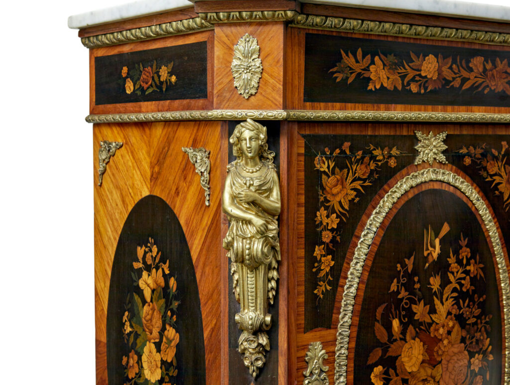 19th Century Louis Xvi Style Ormolu-Mounted Marquetry Meuble D'appui — image 15