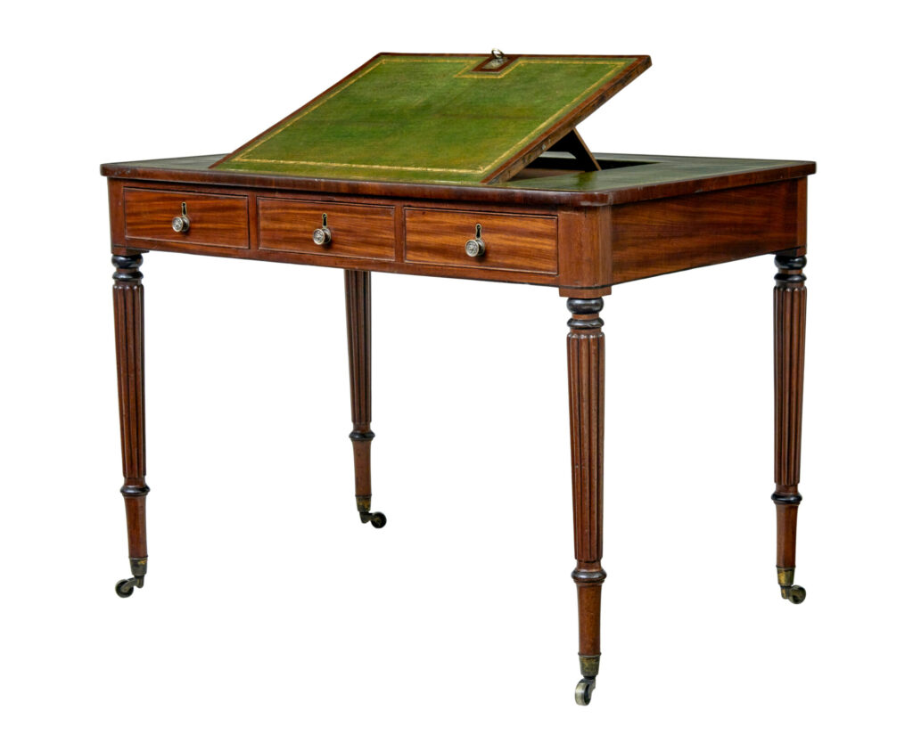 19th Century Late Georgian Mahogany and Leather Architects Desk