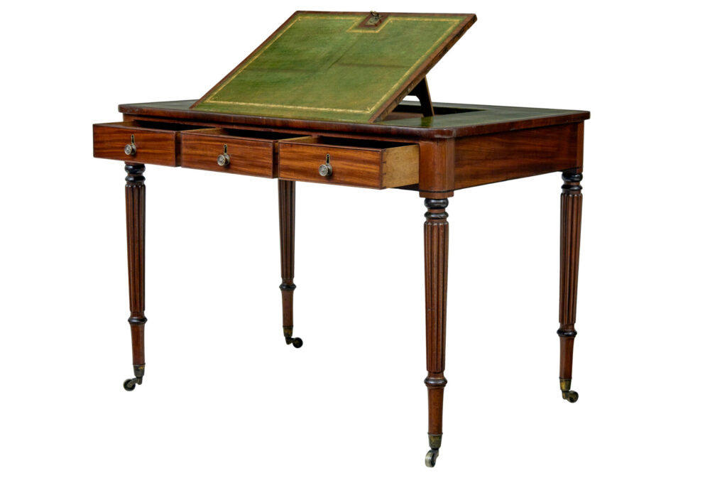 19th Century Late Georgian Mahogany and Leather Architects Desk — image 11