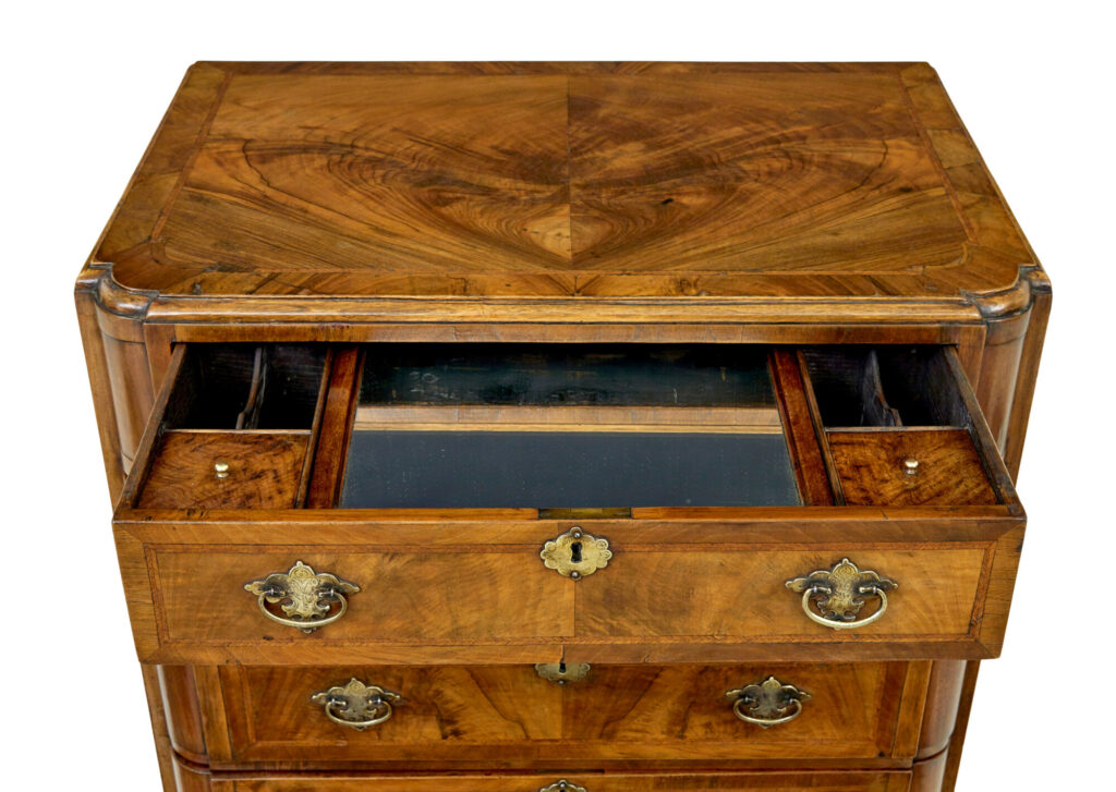 Early 20th Century Walnut Queen Anne Inspired Chest of Drawers — image 5