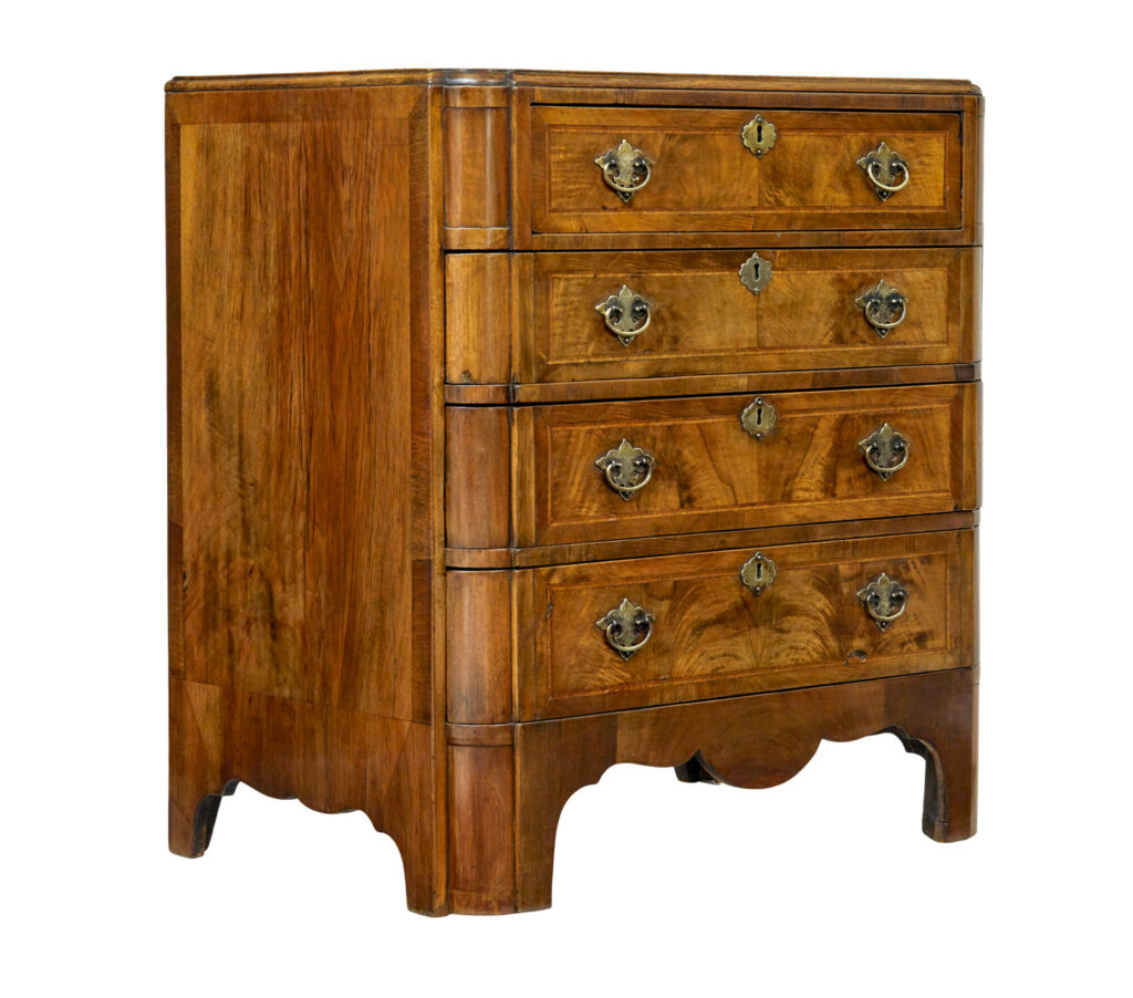 Early 20th Century Walnut Queen Anne Inspired Chest of Drawers — image 2