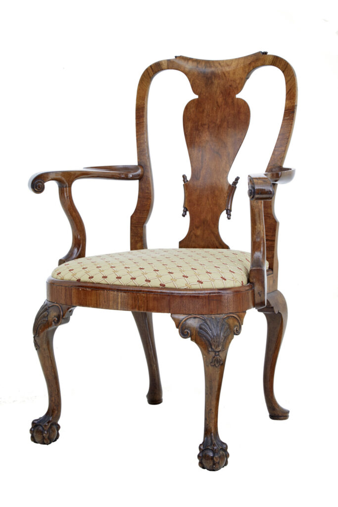 Set of 8 Carved Queen Anne Style Walnut Dining Chairs by Spillman & Co — image 9