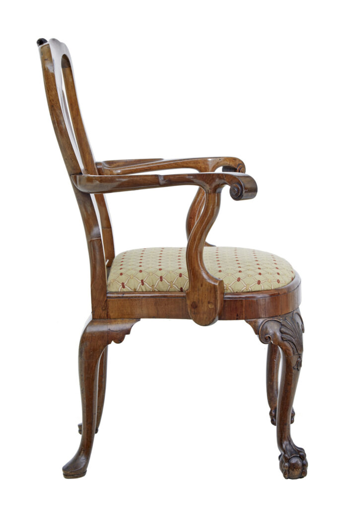 Set of 8 Carved Queen Anne Style Walnut Dining Chairs by Spillman & Co — image 6