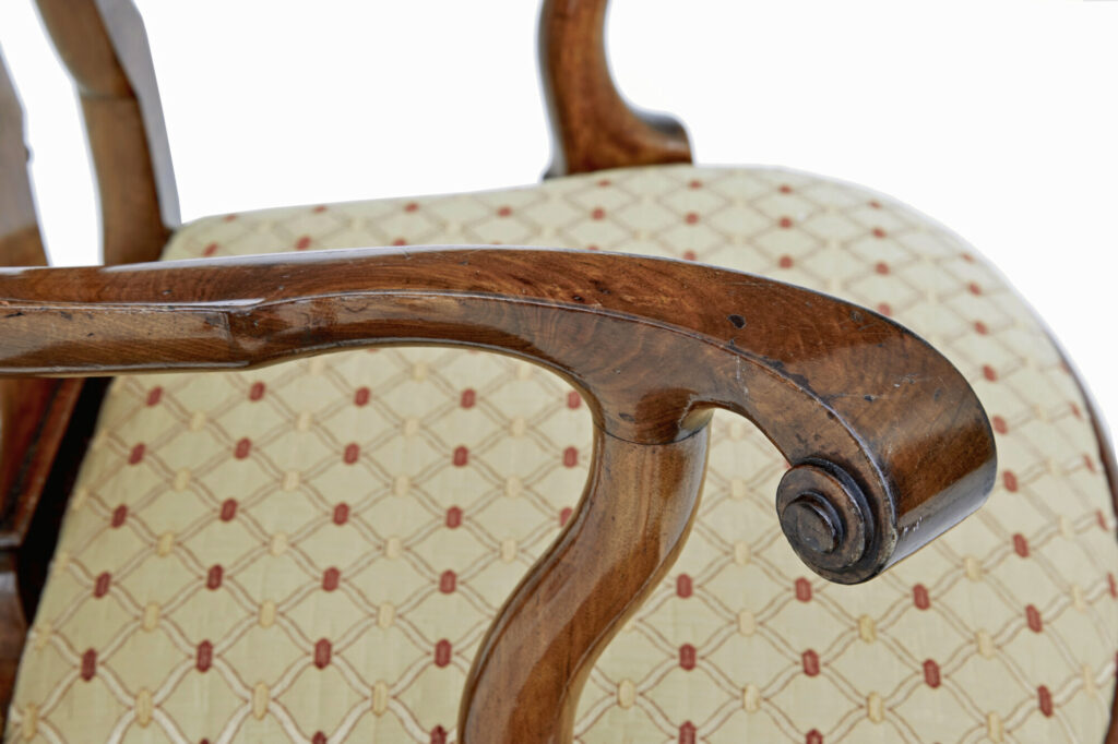 Set of 8 Carved Queen Anne Style Walnut Dining Chairs by Spillman & Co — image 5