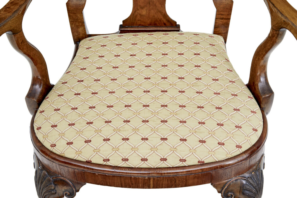 Set of 8 Carved Queen Anne Style Walnut Dining Chairs by Spillman & Co — image 3