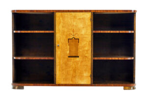 Mid 20th Century Scandinavian Birch Inlaid Open Bookcase — thumbnail 6