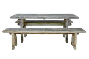 Mid Century Solid Pine Horseshoe Garden Table and Benches — thumbnail 8