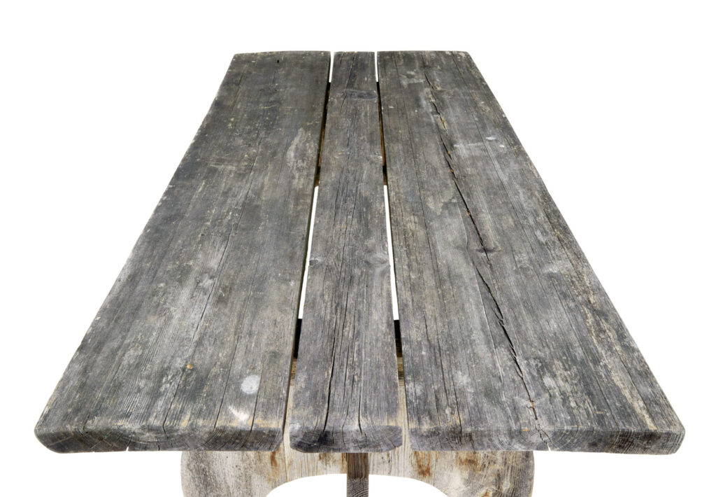 Mid Century Solid Pine Horseshoe Garden Table and Benches — image 6