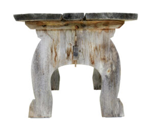 Mid Century Solid Pine Horseshoe Garden Table and Benches — thumbnail 5