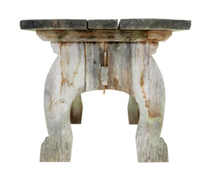 Mid Century Solid Pine Horseshoe Garden Table and Benches — thumbnail 4