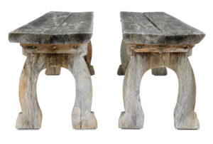 Mid Century Solid Pine Horseshoe Garden Table and Benches — thumbnail 3