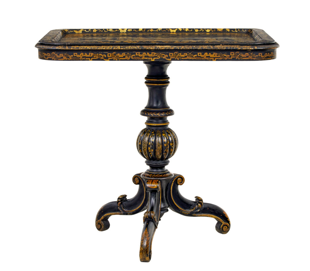 19th Century Lacquered Hand Painted Tray Table