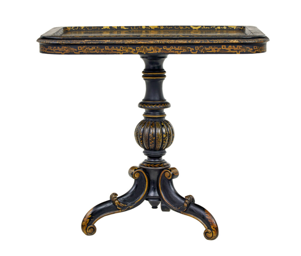 19th Century Lacquered Hand Painted Tray Table — image 10
