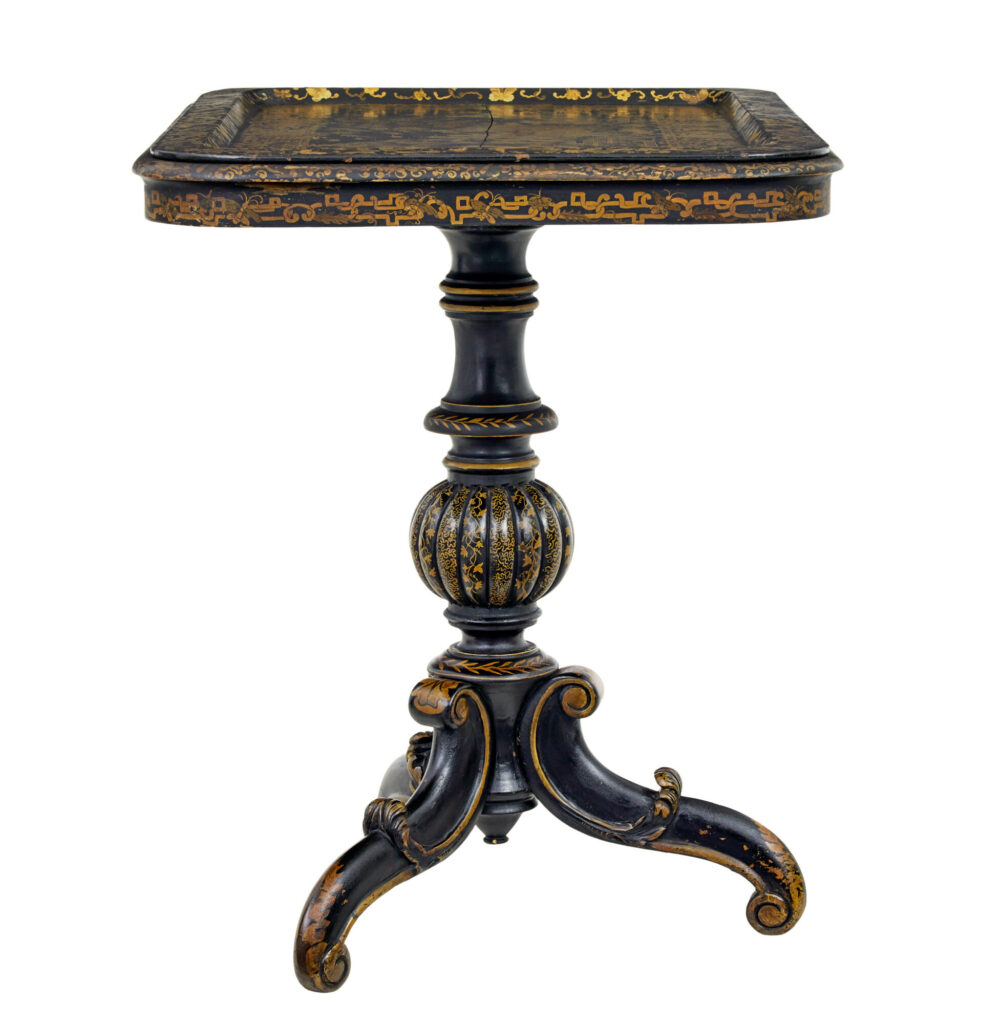19th Century Lacquered Hand Painted Tray Table — image 9