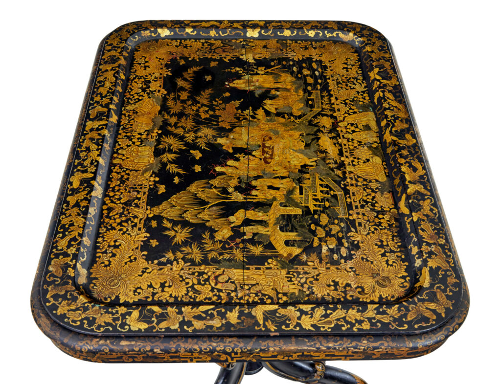 19th Century Lacquered Hand Painted Tray Table — image 8